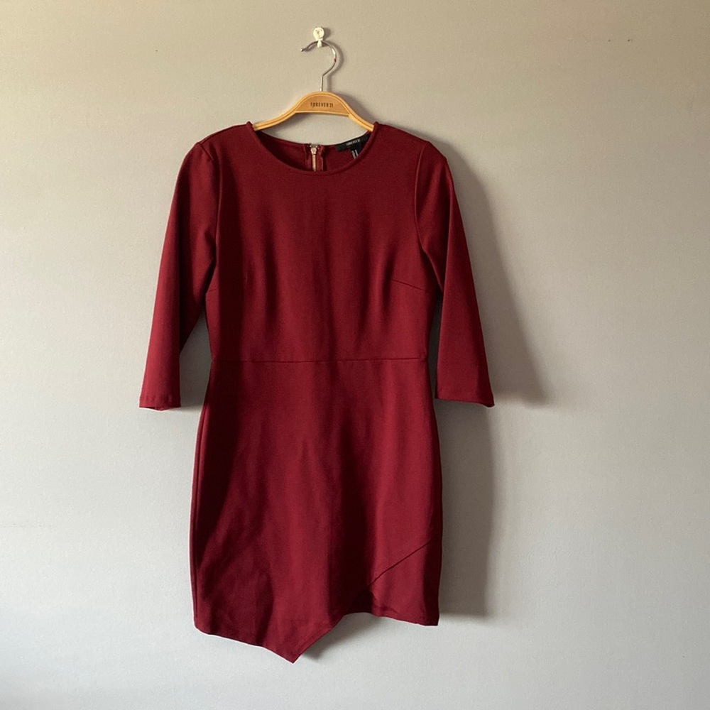 NWOT Burgundy Asymmetrical Dress